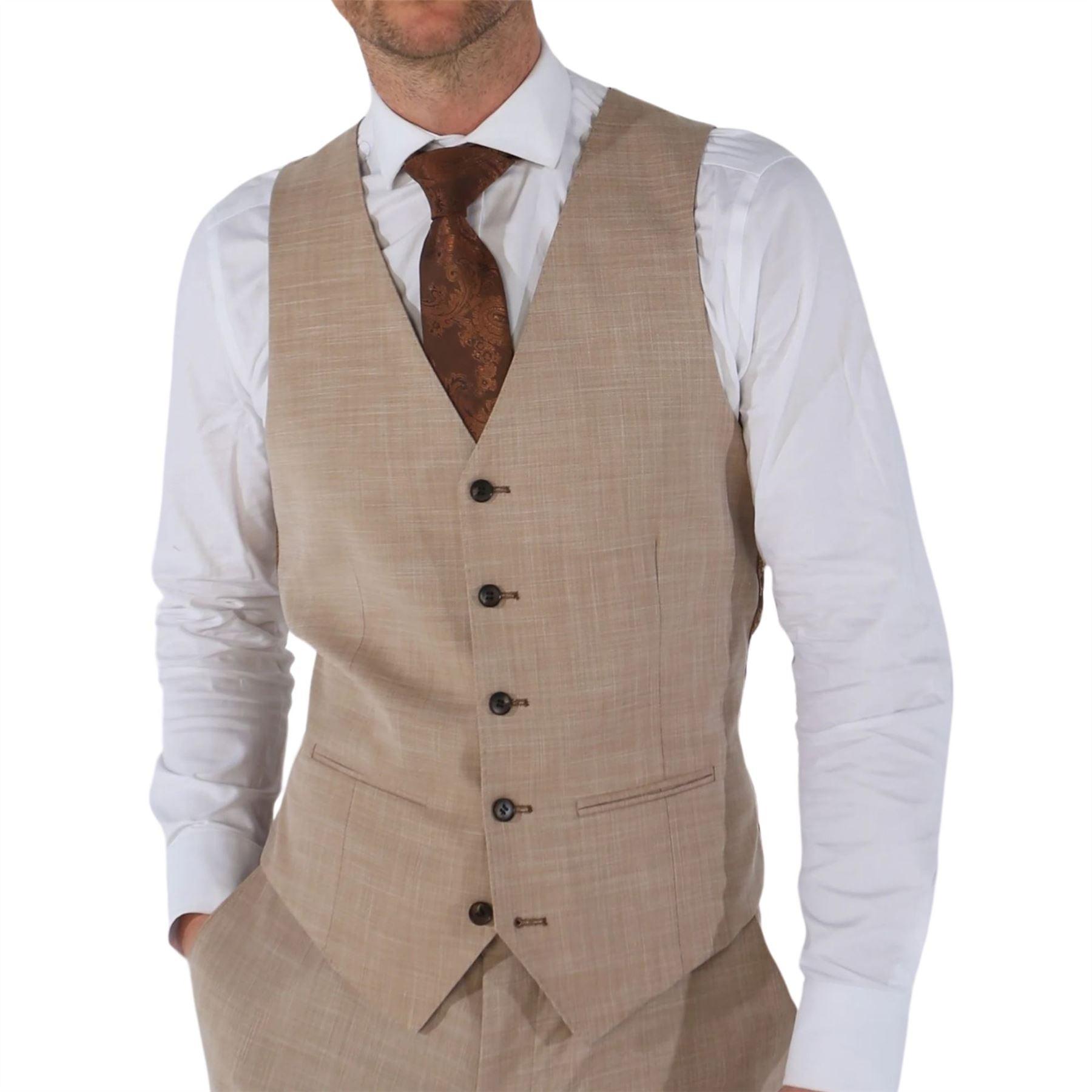 Men's Waistcoat Beige Tailored Fit Summer Wedding Vest – Knighthood Store