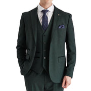 Regent - Men's Green Checked Tailored Fit Blazer