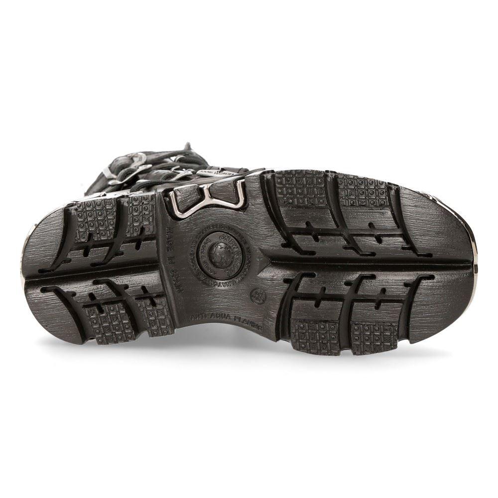 New Rock M-591-s5 Purple Flame Punk Boots Black Leather Gothic Heavy Biker - Knighthood Store