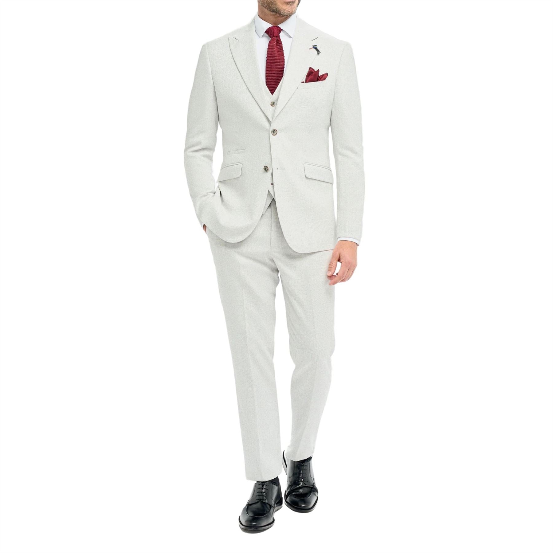 Men's Suit 3 Piece Grey Tailored Fit Wedding Prom Classic