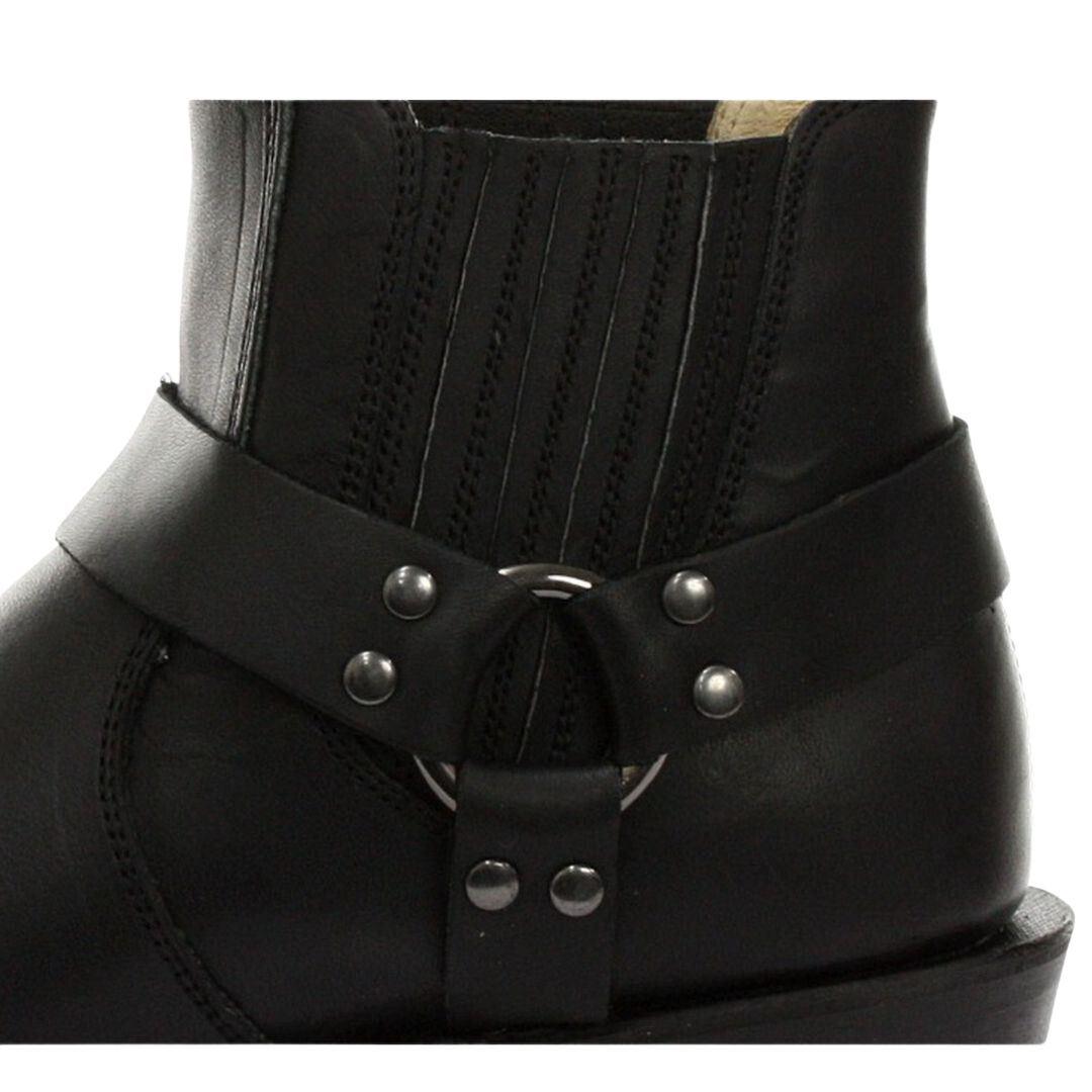 Unisex Real Leather Biker Ankle Boots Rock Punk Grinders Buckle Cowboy Riding - Knighthood Store