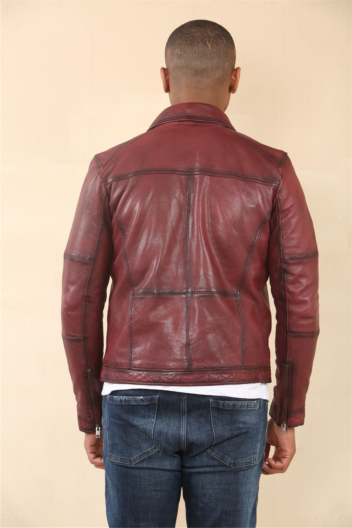 Men's Classic Collar Leather Biker Jacket