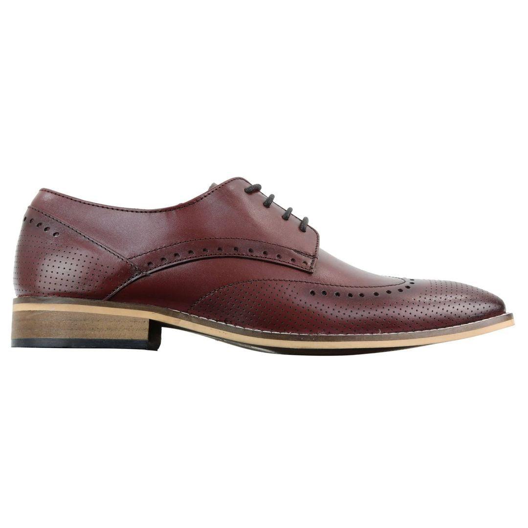 Mens Smart Casual Real Leather Office Work Wedding Shoes Laced Simple Brogues - Knighthood Store