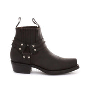 Unisex Real Leather Biker Ankle Boots Rock Punk Grinders Buckle Cowboy Riding - Knighthood Store