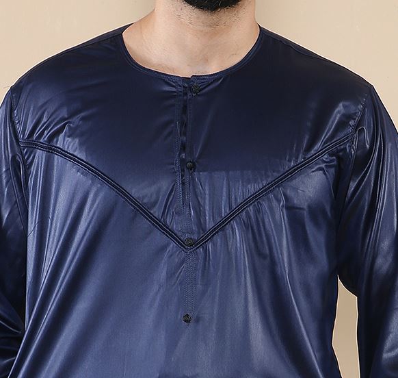 Mens Thobe Jubba Islamic Clothing Muslim Kaftan Emirati Omani Robe Satin Shiny
