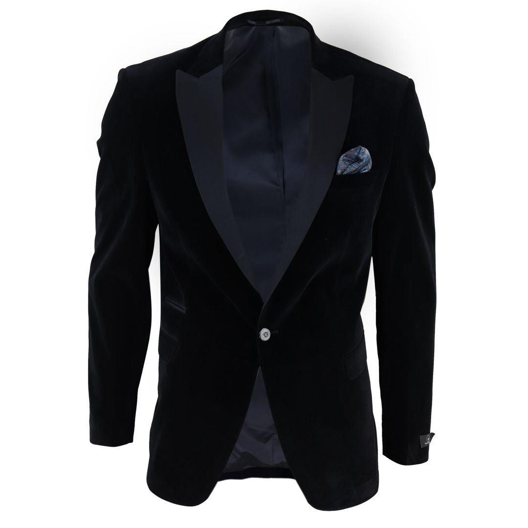 Mens Soft Velvet 1 Button Dinner Jacket Tuxedo Blazer Smart Casual Tailored Fit - Knighthood Store