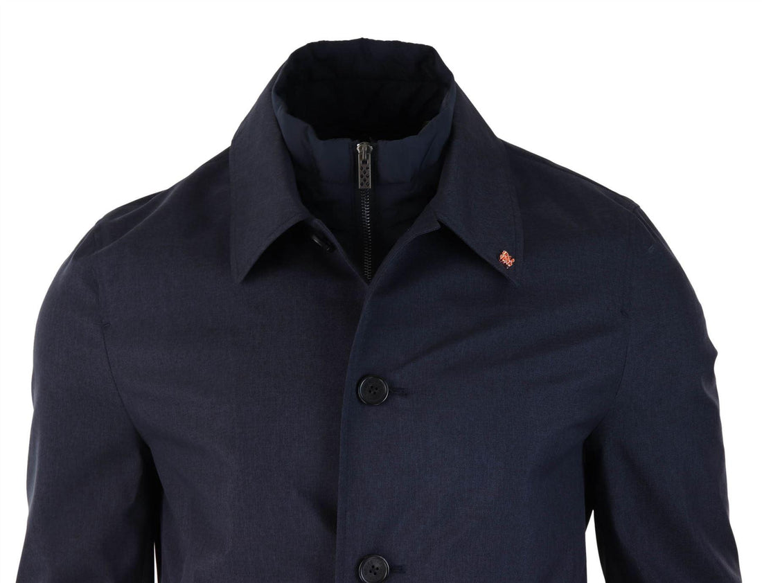 Mens Smart Casual Brando Mac Overcoat Jacket High Collar Zip Button 3/4 - Knighthood Store