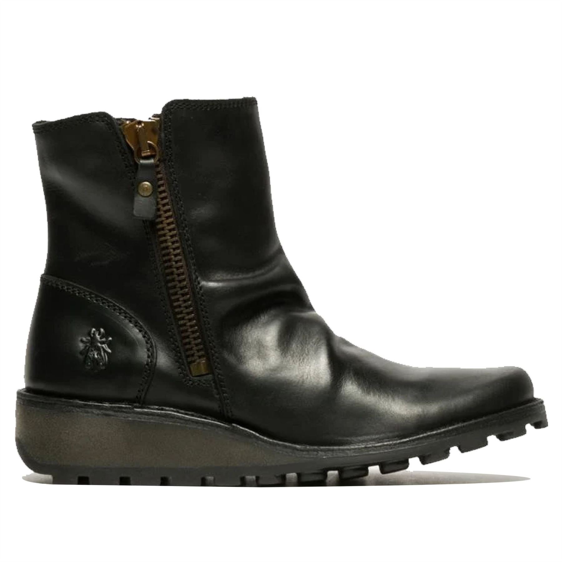 MON944FLY - Women's Wedge Heel Leather Ankle Boots