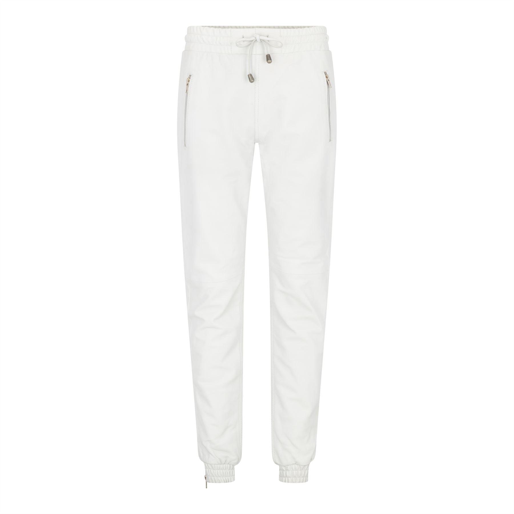 Womens Real Leather Jogger Jeans Trousers Elasticated Casual Retro 1980s - Knighthood Store