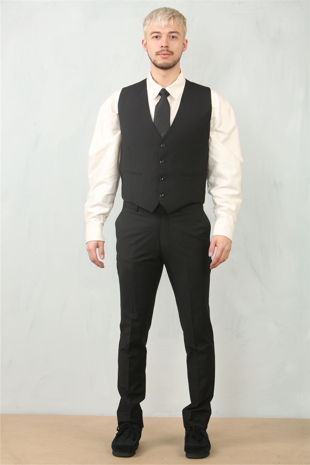 IM30 - Men's Black 3 Piece Stitch Lapel Formal Suit