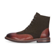 Clifford - Men's Khaki Brown Brogue Leather Ankle Boots