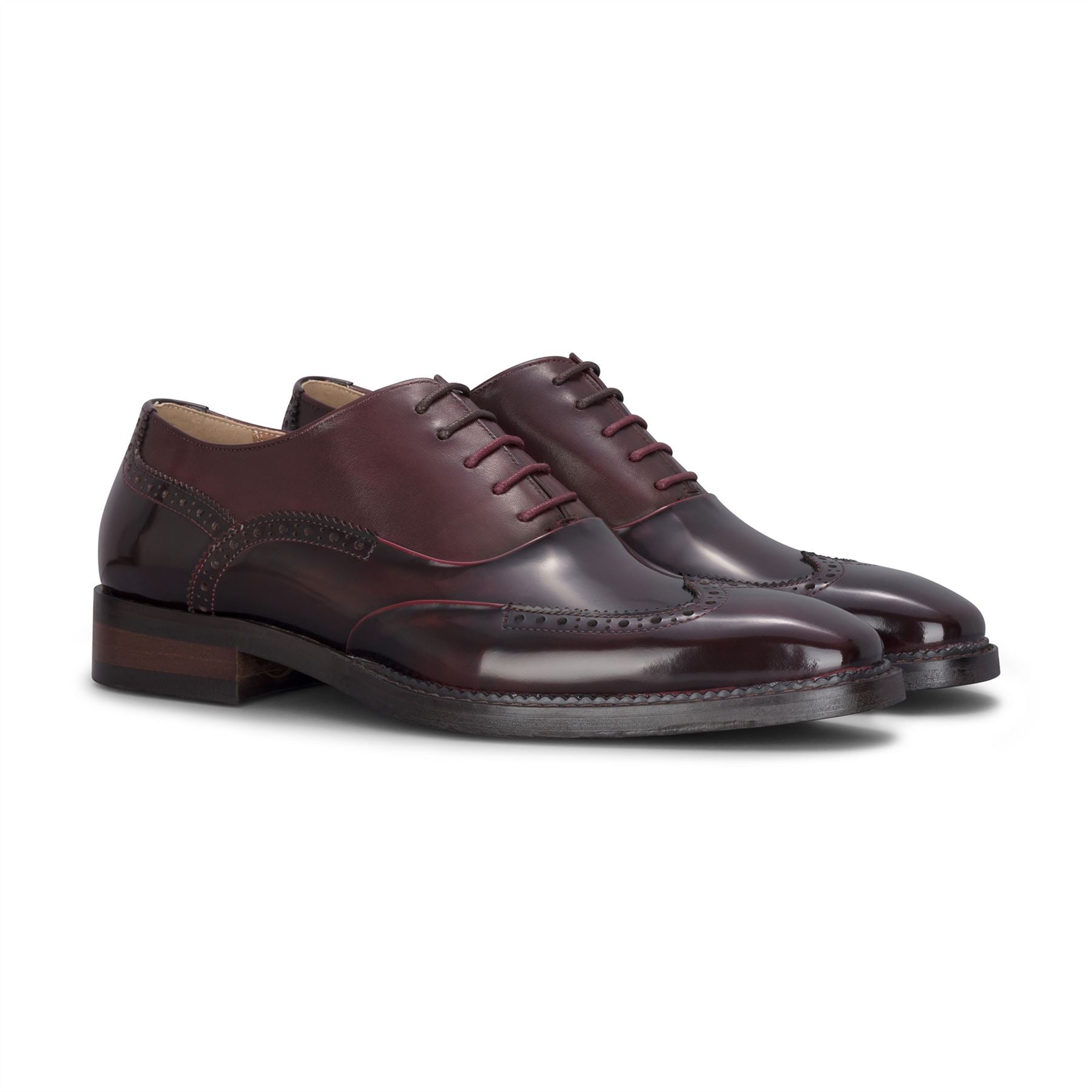 Harry - Men's Wine Patent Leather Brogue Shoes
