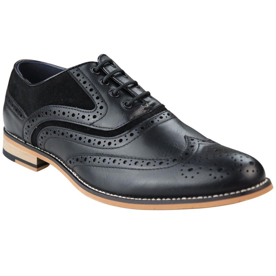 Mens Real Leather & Suede Laced Gatsby Brouges Smart Casual Designer Retro Shoes - Knighthood Store