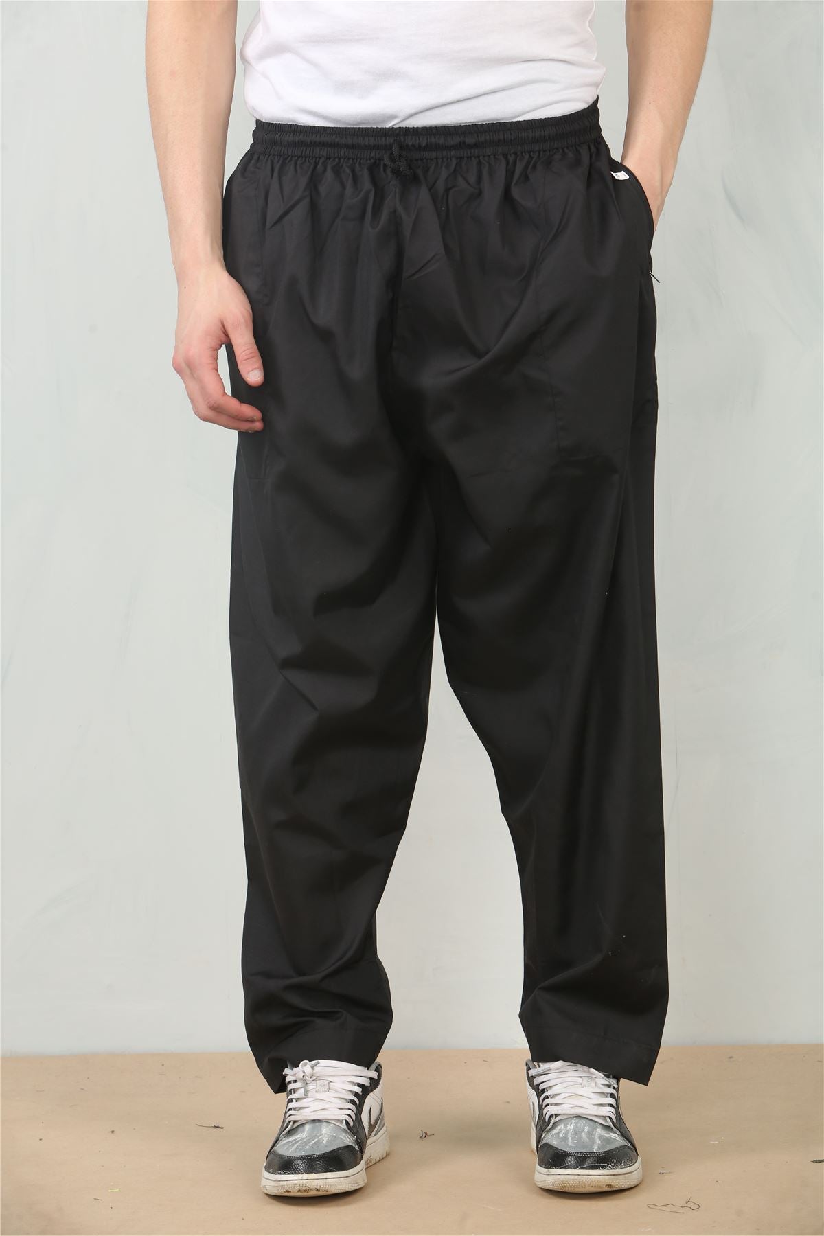 Men's Black Comfort Thobe Trousers Pants Lounge Elasticated Zip Pockets Premium Quality