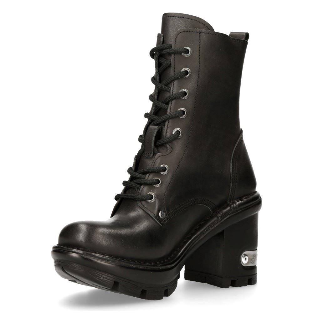 Ladies New Rock Platform Heel Boots Plain Metal Military Punk Goth NewTYRE07X-S1 - Knighthood Store