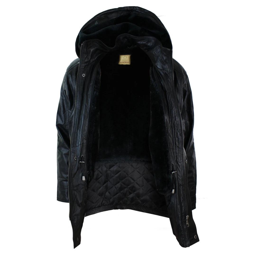 Mens Nappa Leather Safari Jacket with Removable Faux Fur Lining - Knighthood Store