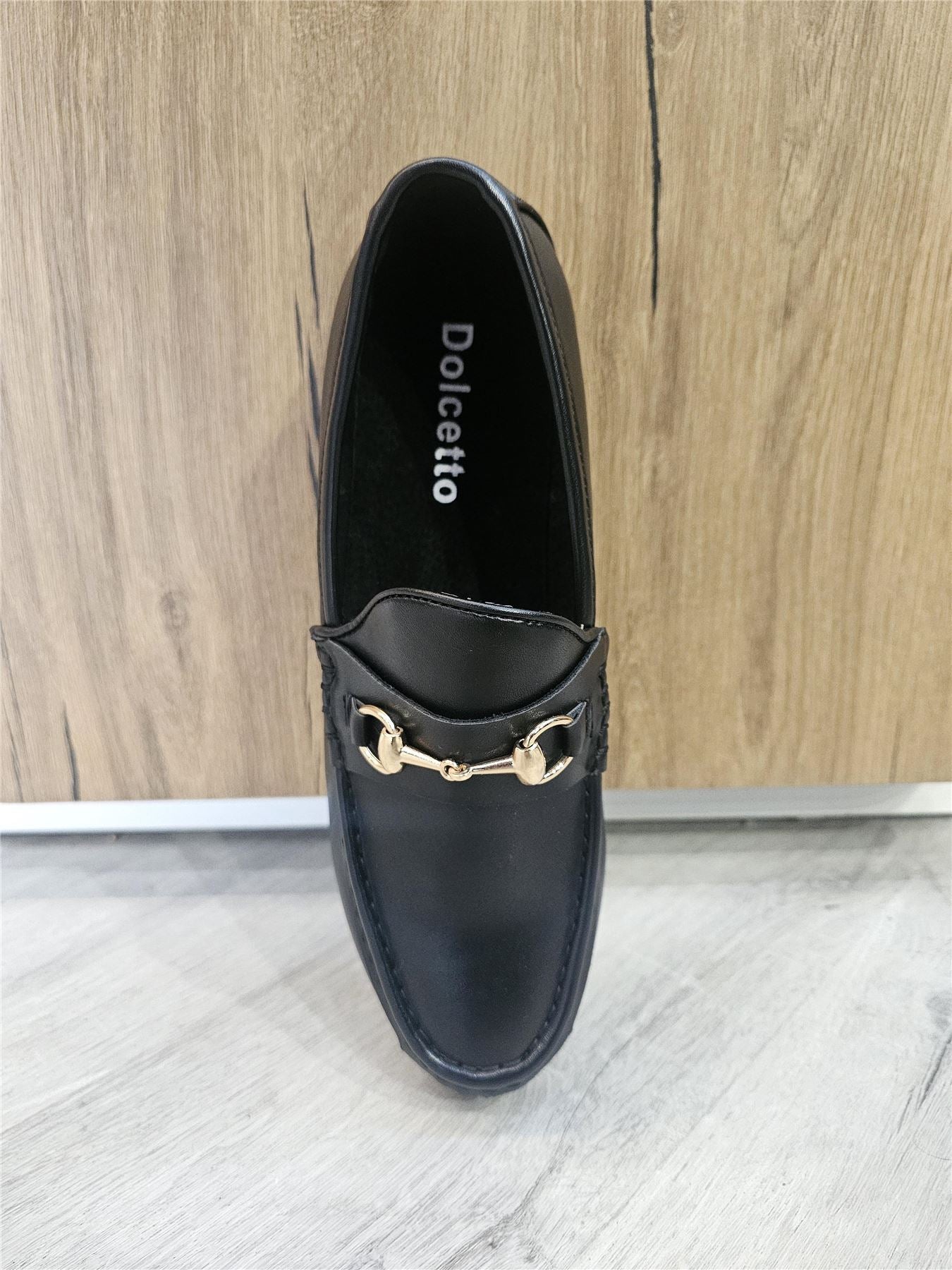 Men's Leather Lined Slip On Gold Buckle Loafers