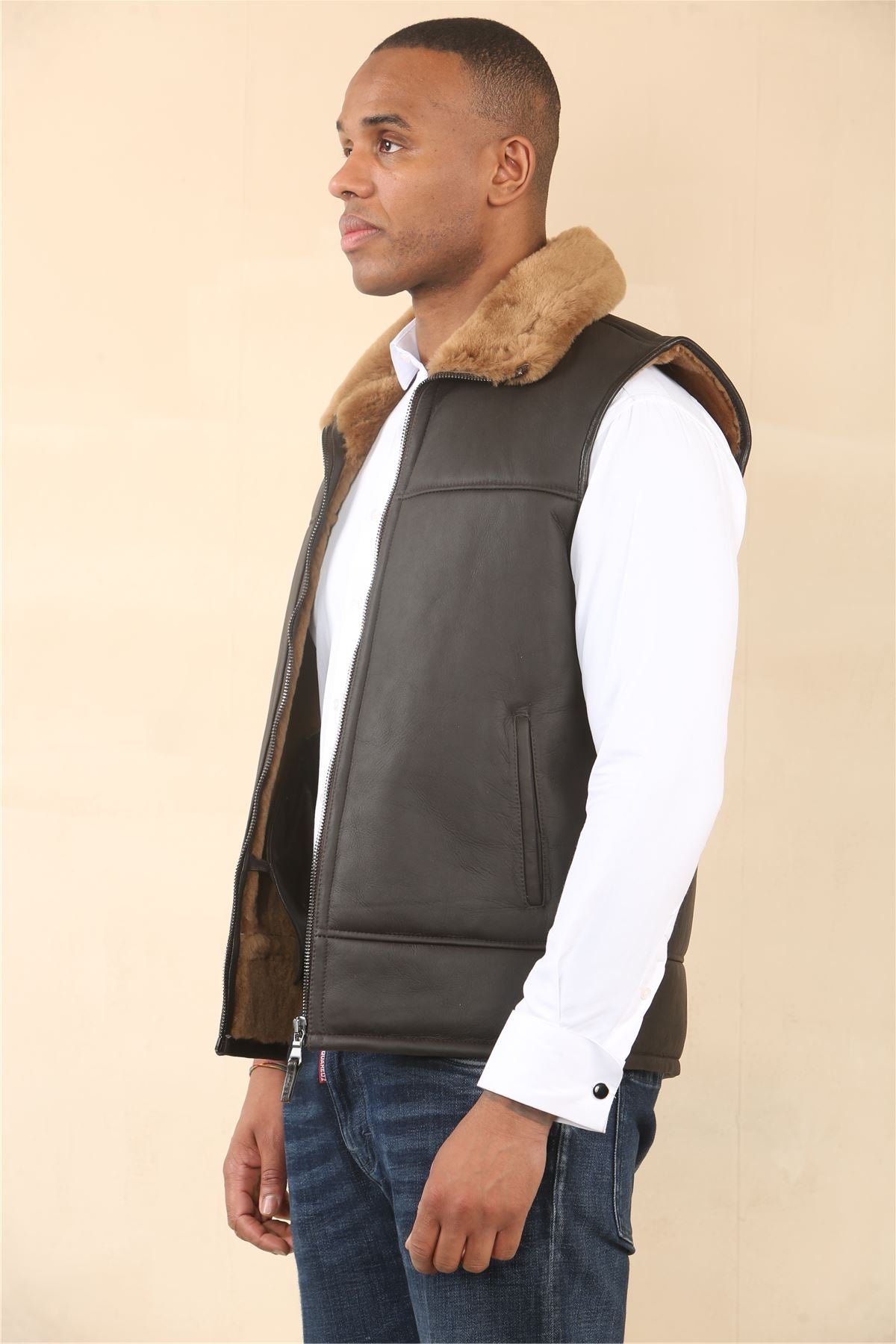 Men's Aviator Shearling Sheepskin Gilet