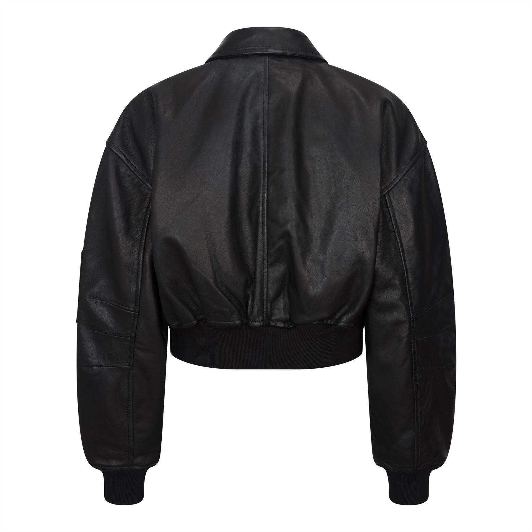 Women's Leather Jacket Cropped Bomber Zipper Short Coat - Knighthood Store