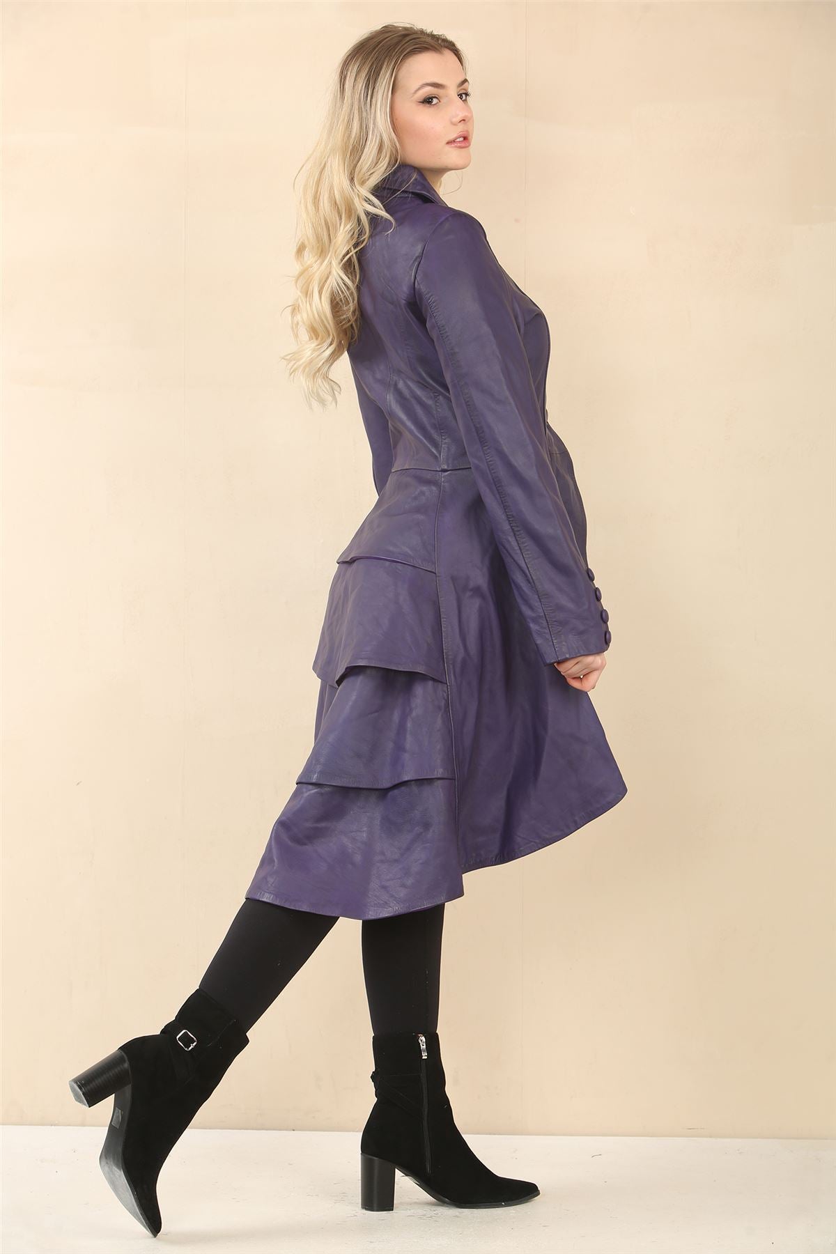 Women's Gothic Full Length Victorian Leather Coat