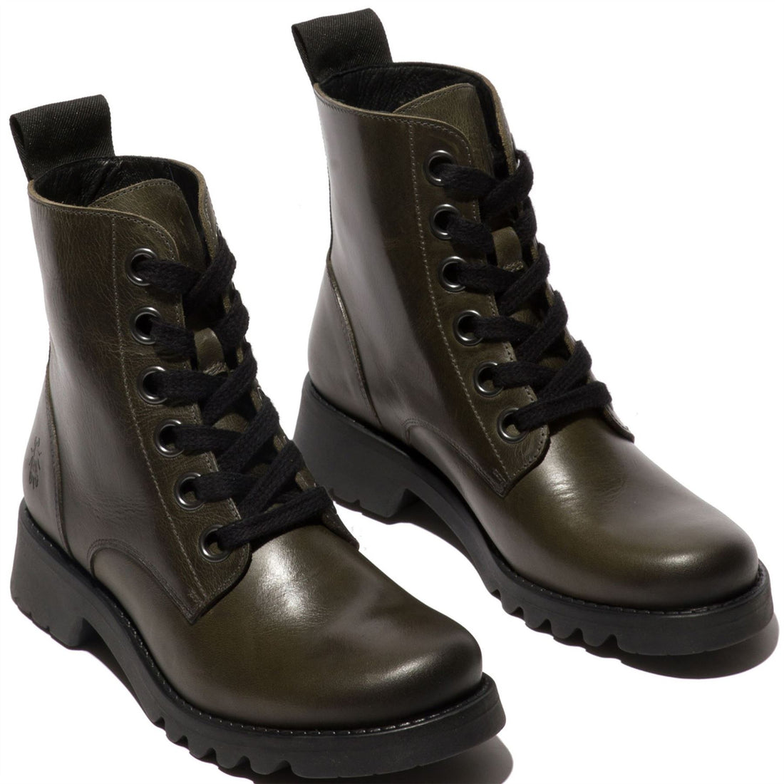 RAGI539FLY - Women's Lace Up Rug Leather Ankle Boots