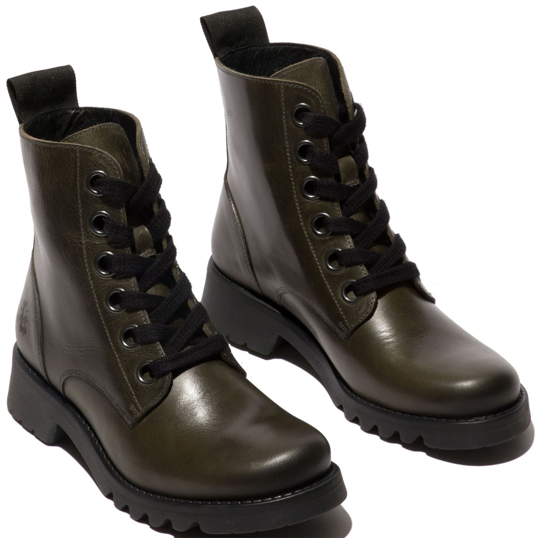 RAGI539FLY - Women's Lace Up Rug Leather Ankle Boots