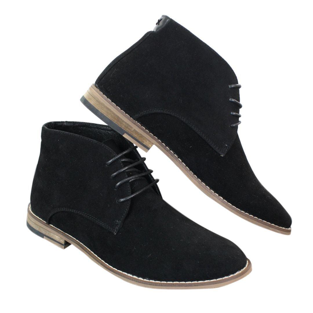 Mens Suede Ankle Boots Chelsea Laced Real Leather Lined Italian Design Smart Casual - Knighthood Store