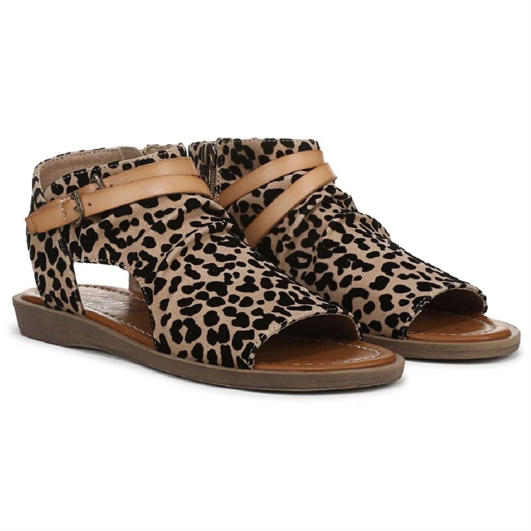 Denver - Women's Brown Leopard Strappy Low Wedge Sandals