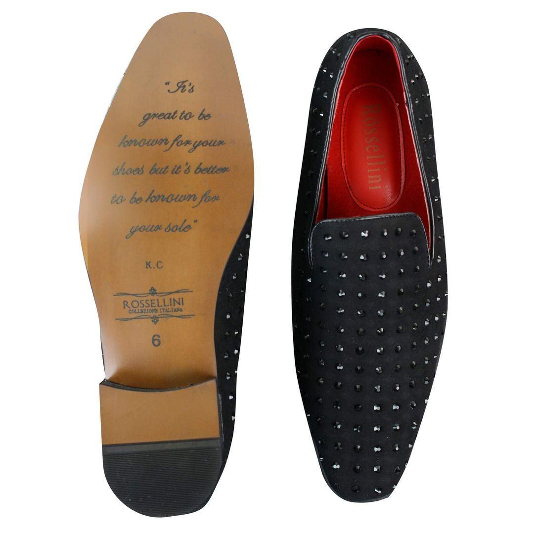 Mens Suede Slip On Loafers Shoes Stud Spikes Silver Smart Casual Shiny Party - Knighthood Store