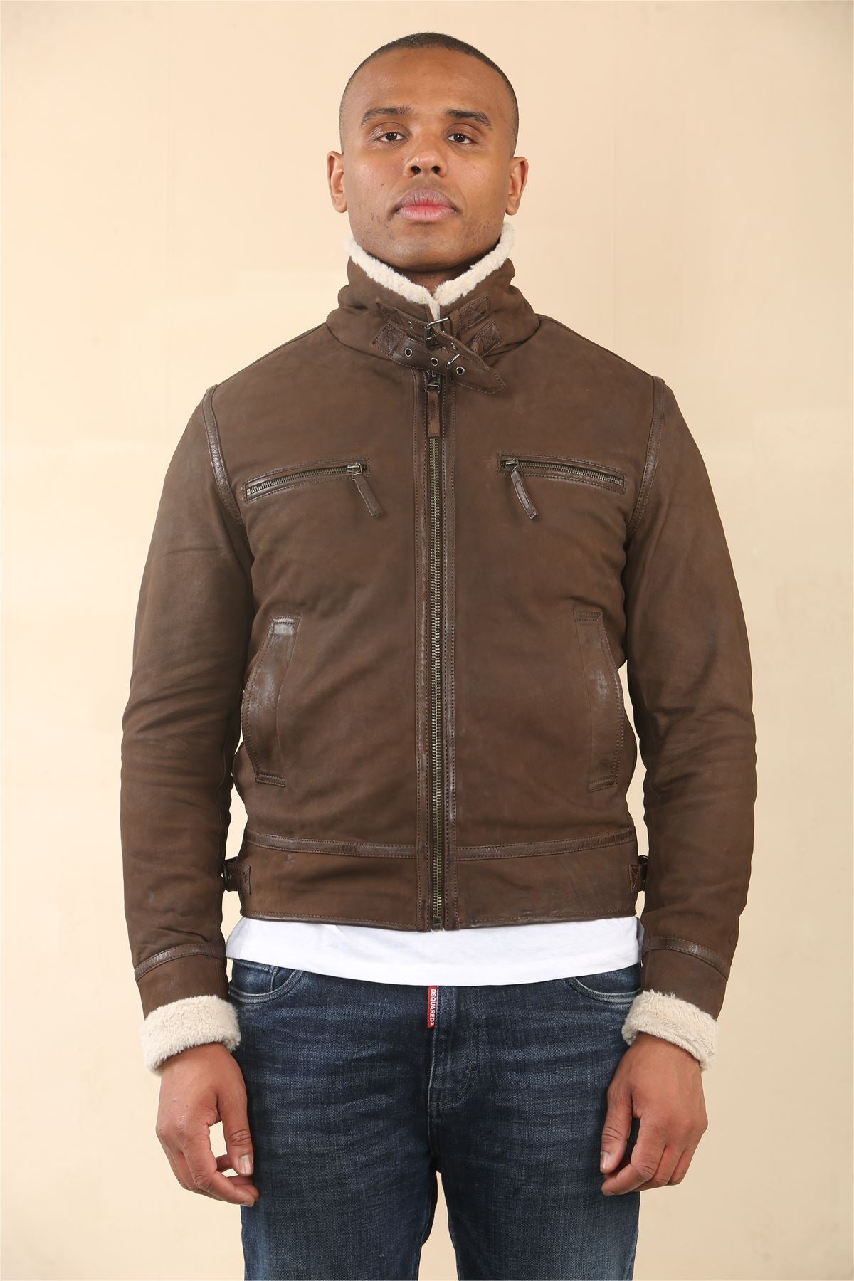 Men's Suede Pilot Aviator Leather Jacket