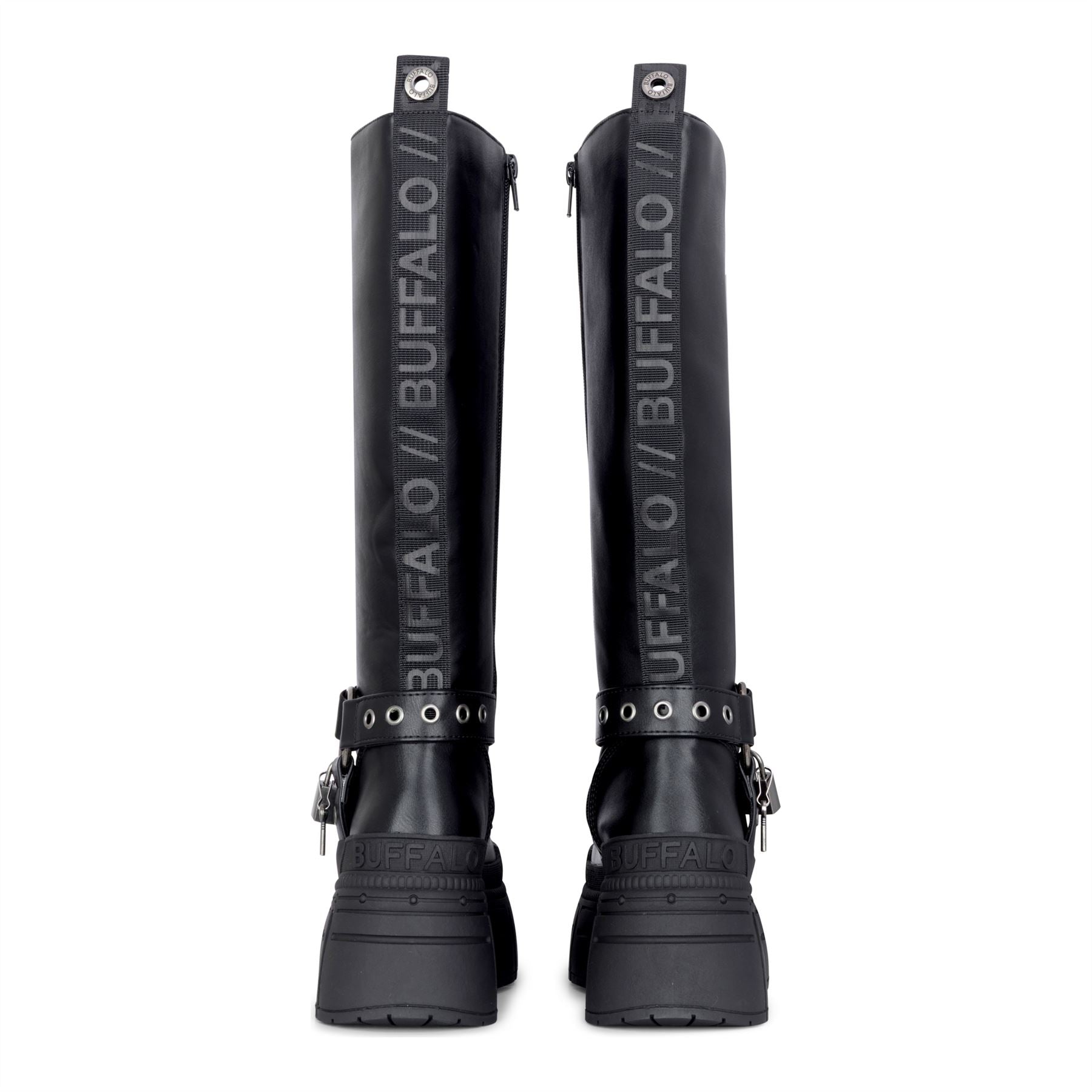 GOSPHER BIKER HI - Women’s Black Platform Knee-High Boots