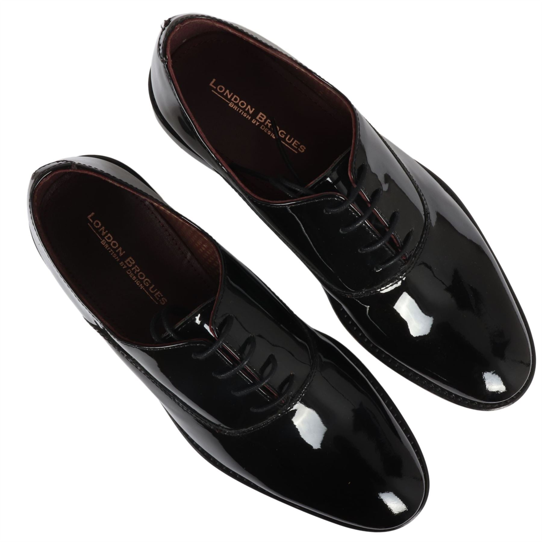 Men's Black Patent Leather Lace Up Derby Shoes