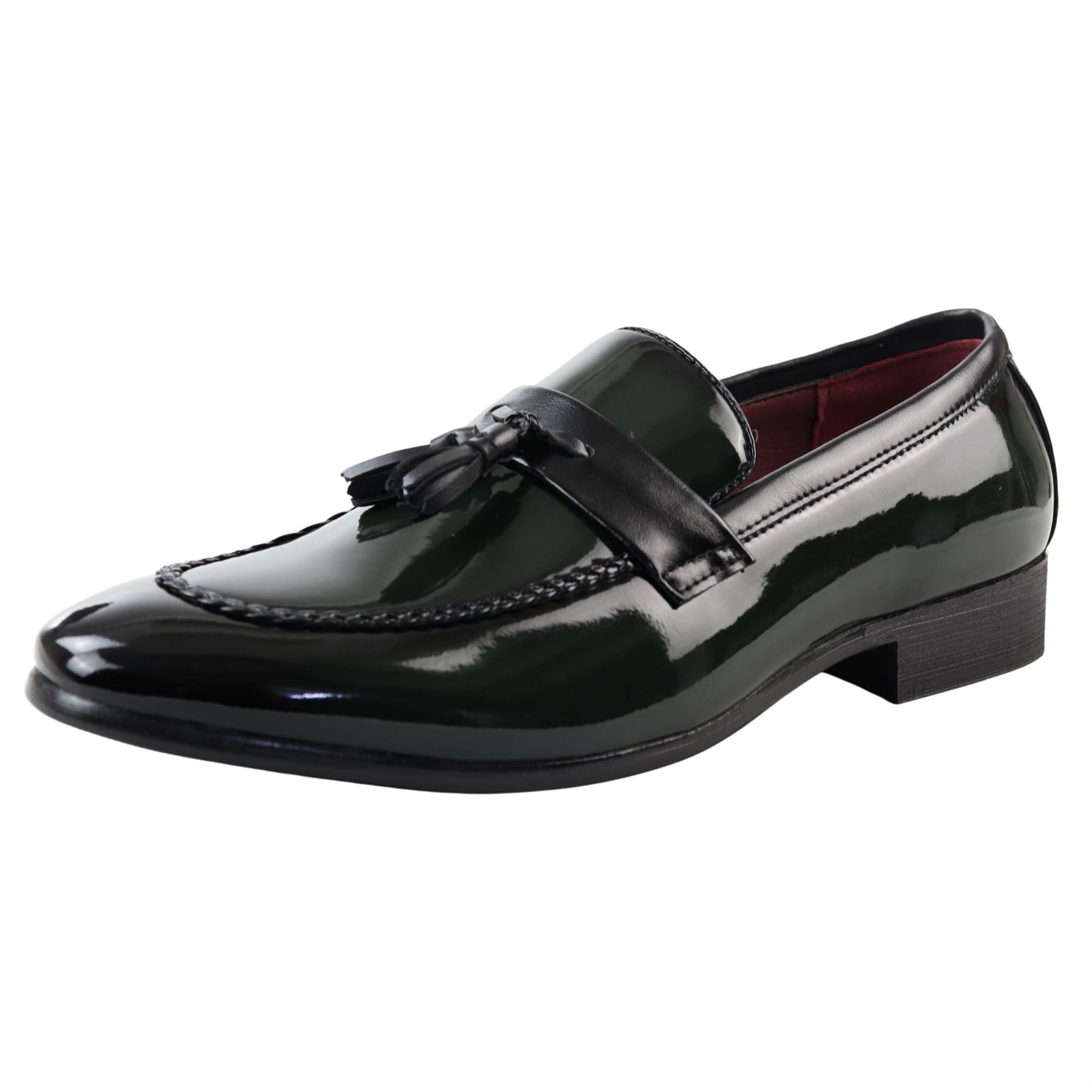 Men's Moccasin Loafers Patent Leather Lined Slip On Tassel Formal Dress Shoes - Knighthood Store