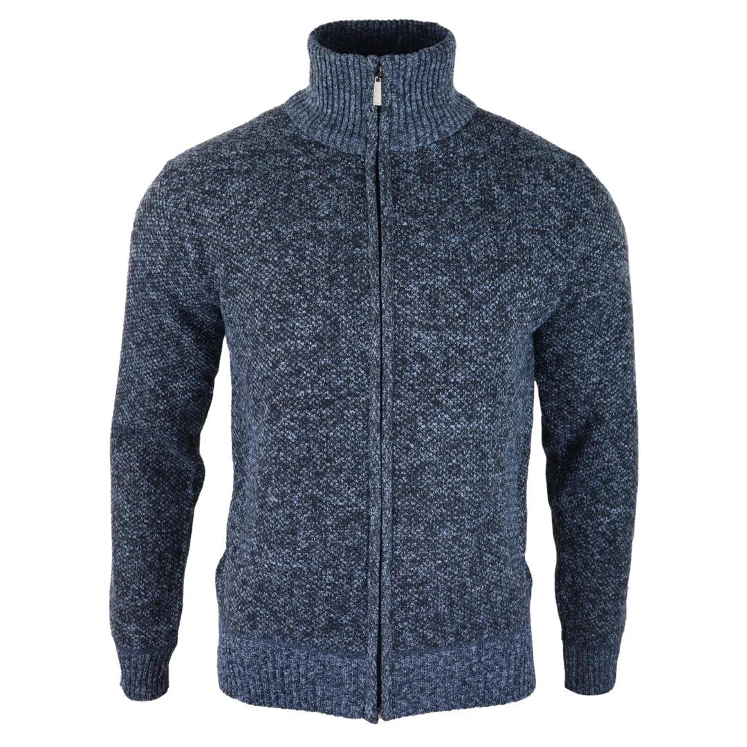 Mens Jumper Jacket Fleece Fur Lined Cardigan Knitted Warm Winter Casual Zipped - Knighthood Store