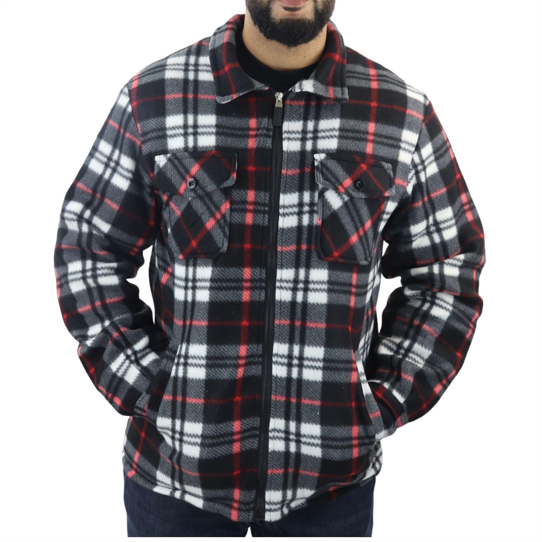 Men's Jumper Thermal Fleece Fur Lined Lumberjack Zipped Check Winter Shirt - Knighthood Store
