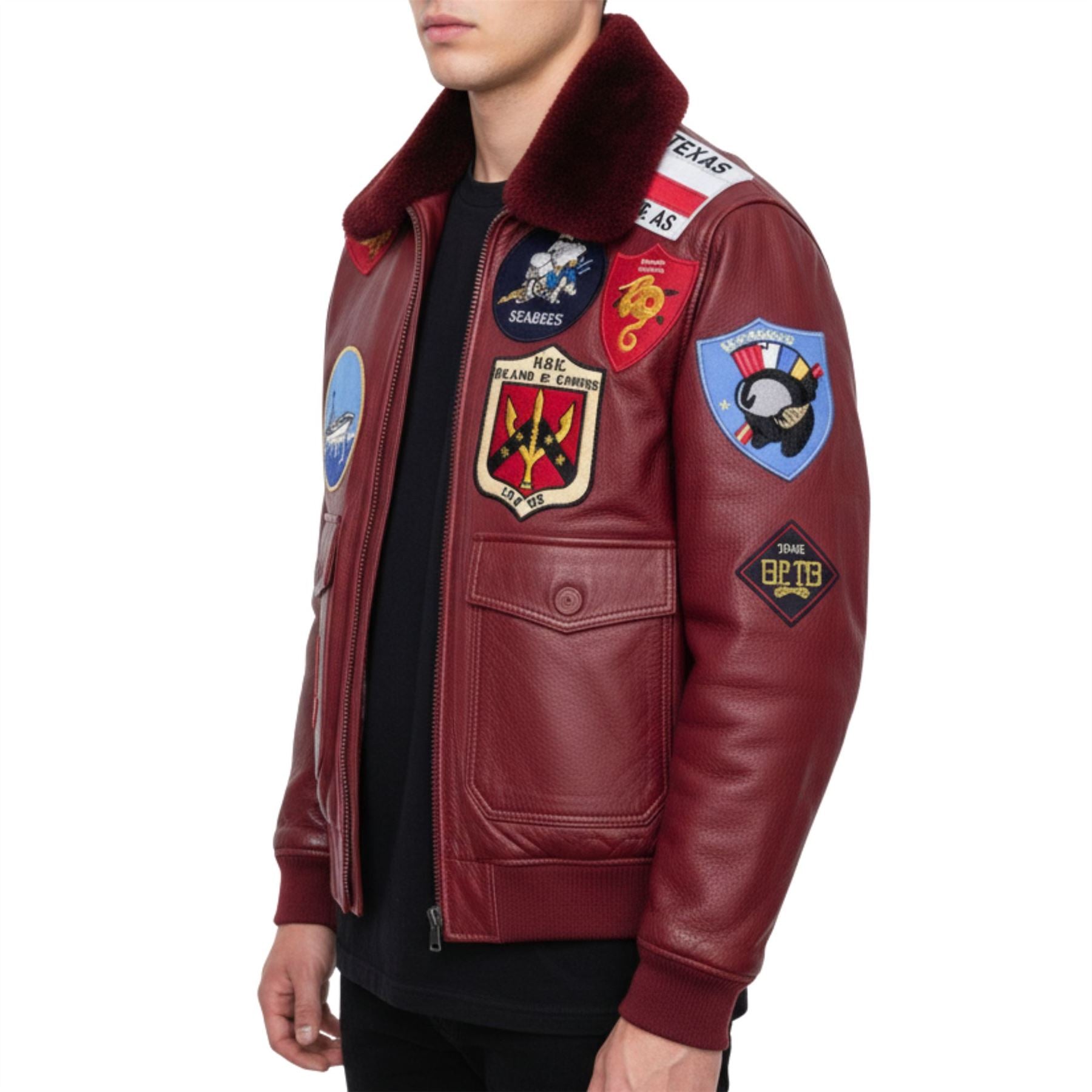 Men's Cowhide Top Gun Maverick Leather Aviator Bomber Jacket