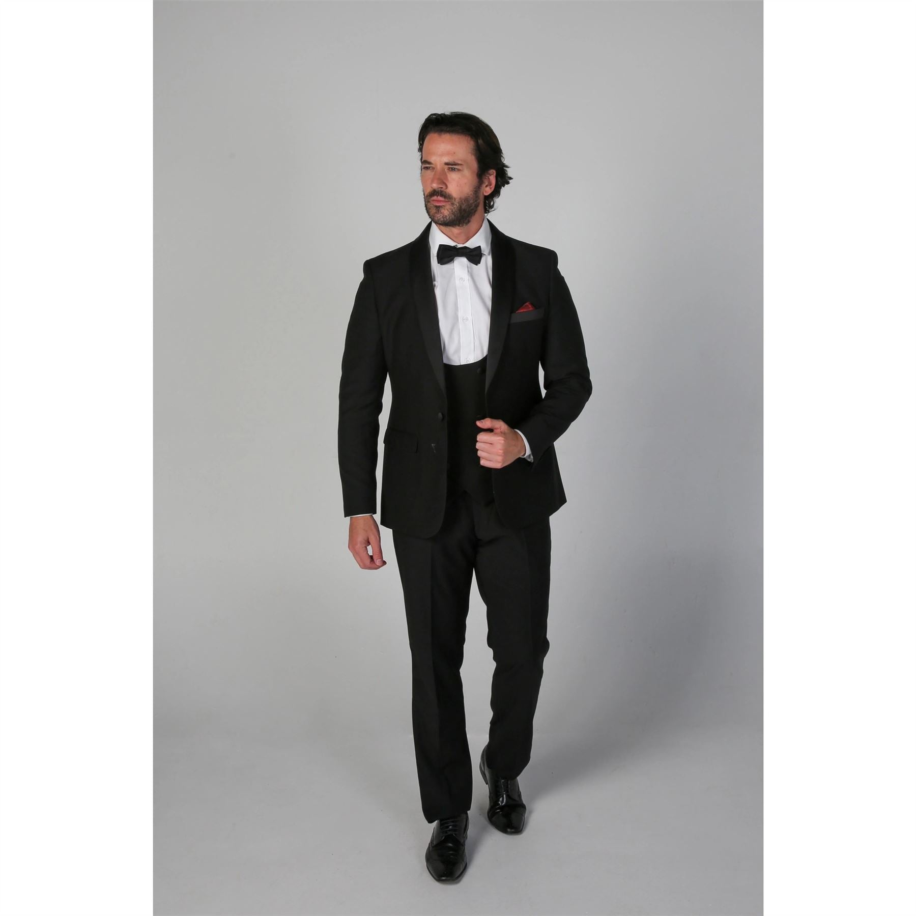 Men's Black Tuxedo Suit 3 Piece Shawl Lapel Formal Wedding Dress