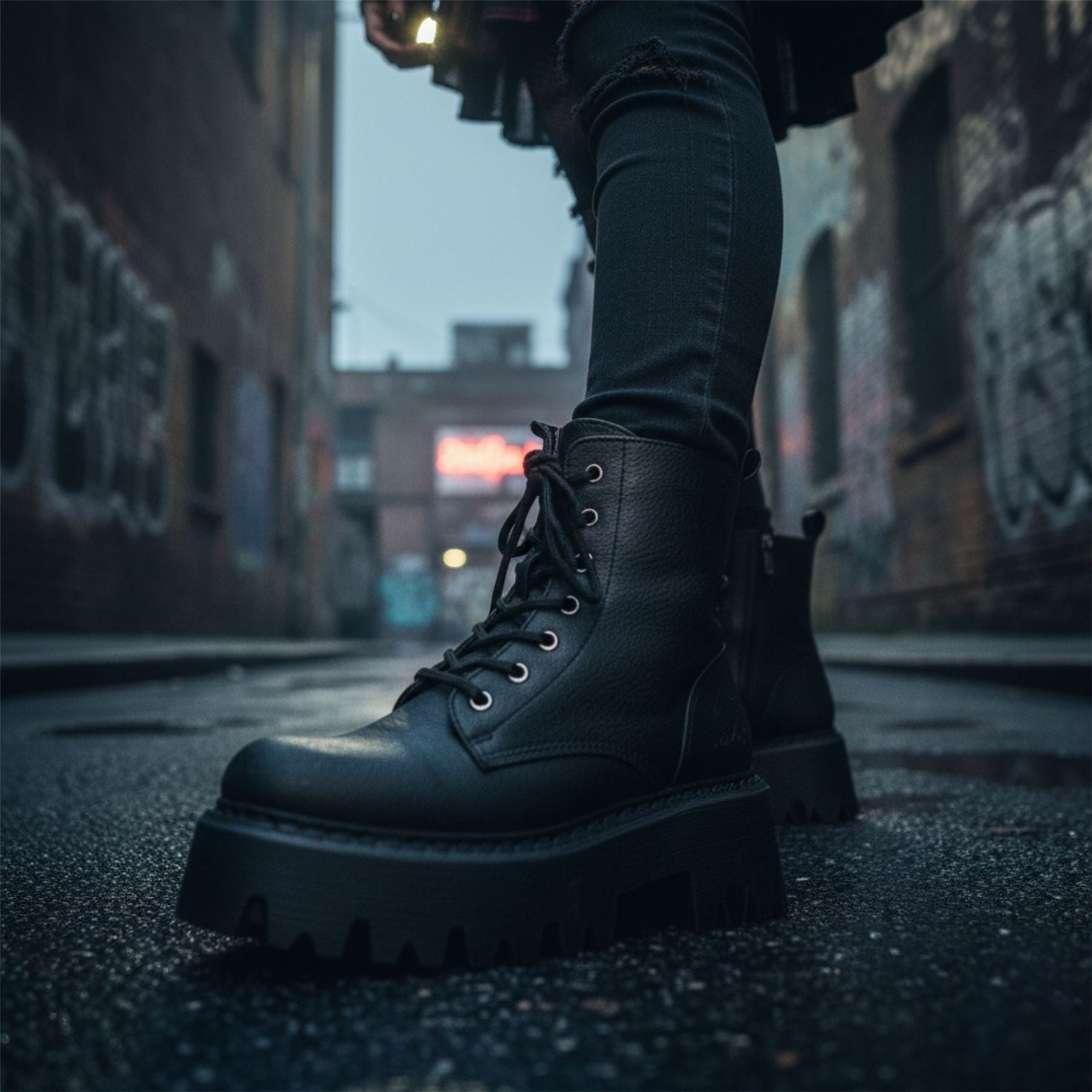 ASPEN LACE UP WARM - Women’s Black Combat Ankle Boots