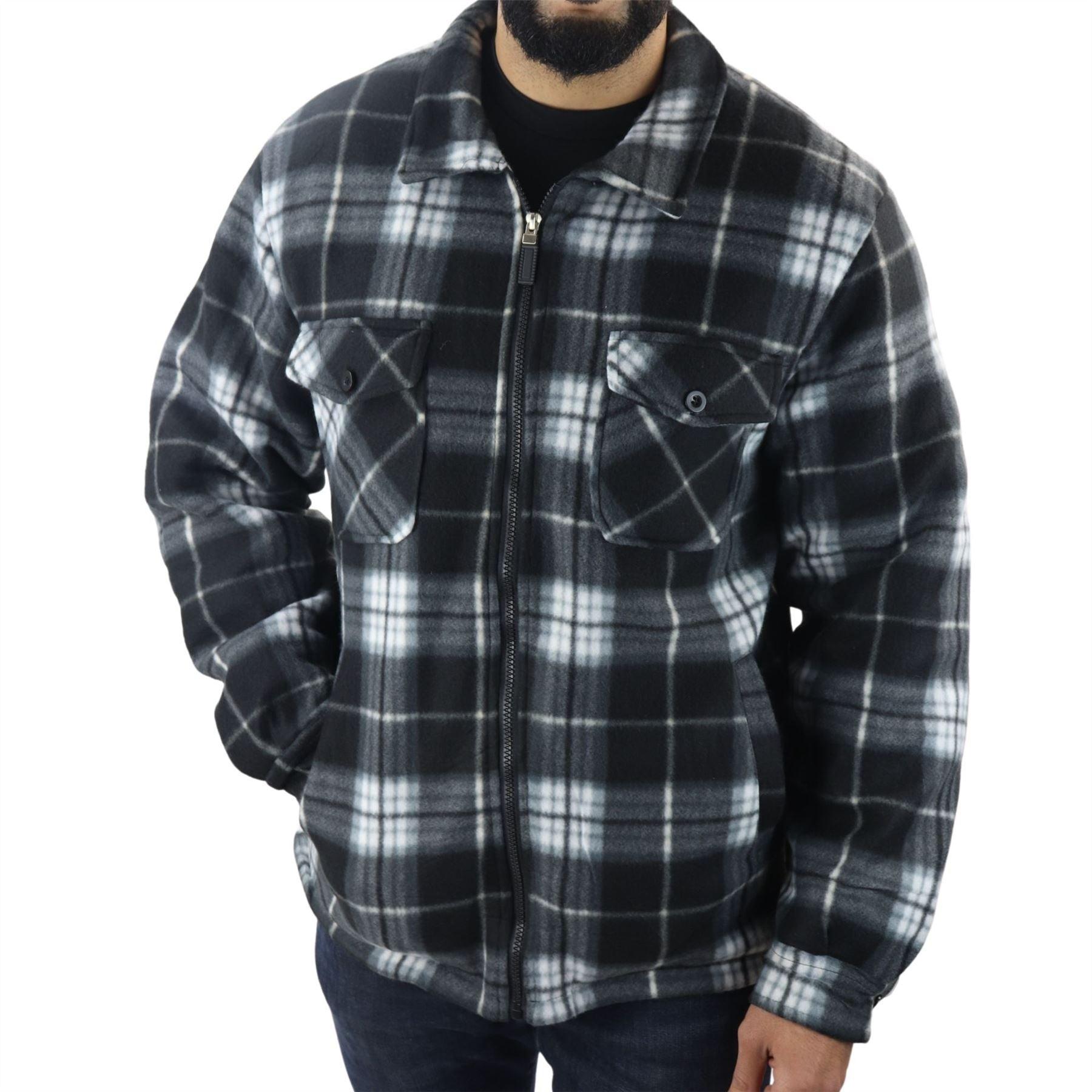 Men's Jumper Thermal Fleece Fur Lined Lumberjack Zipped Check Winter Shirt - Knighthood Store