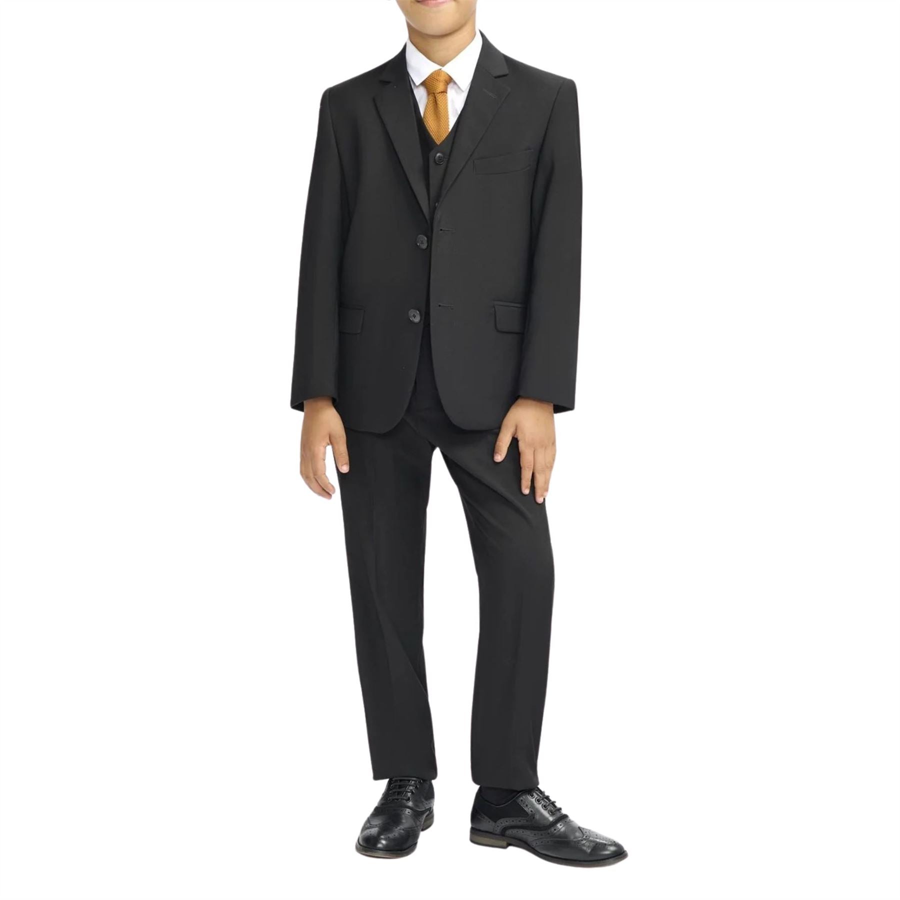 Boys Suit Black 3 Piece Tailored Fit Classic Formal Outfit