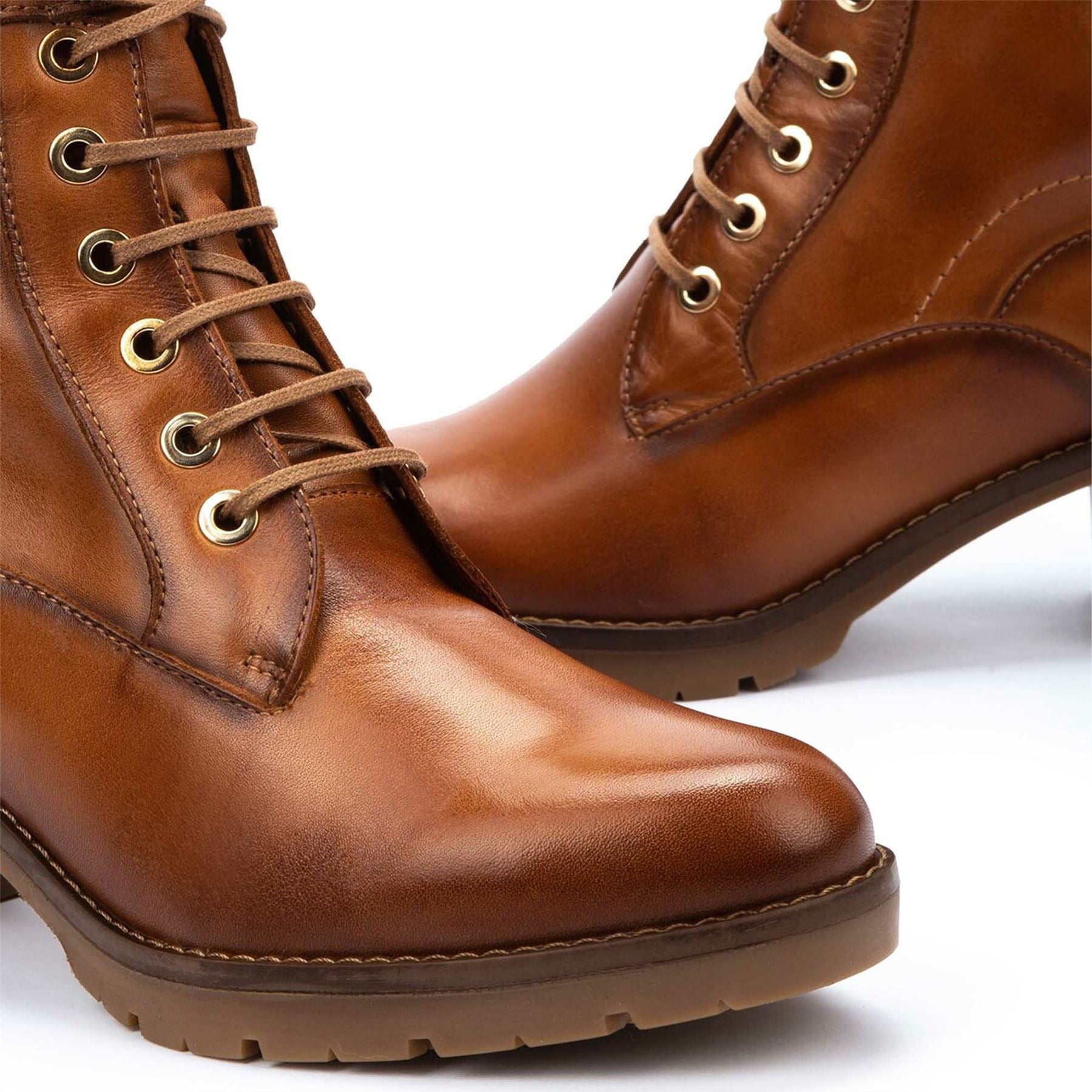 Llanes - Women’s Brandy Brown Leather Mid-Heel Ankle Boots