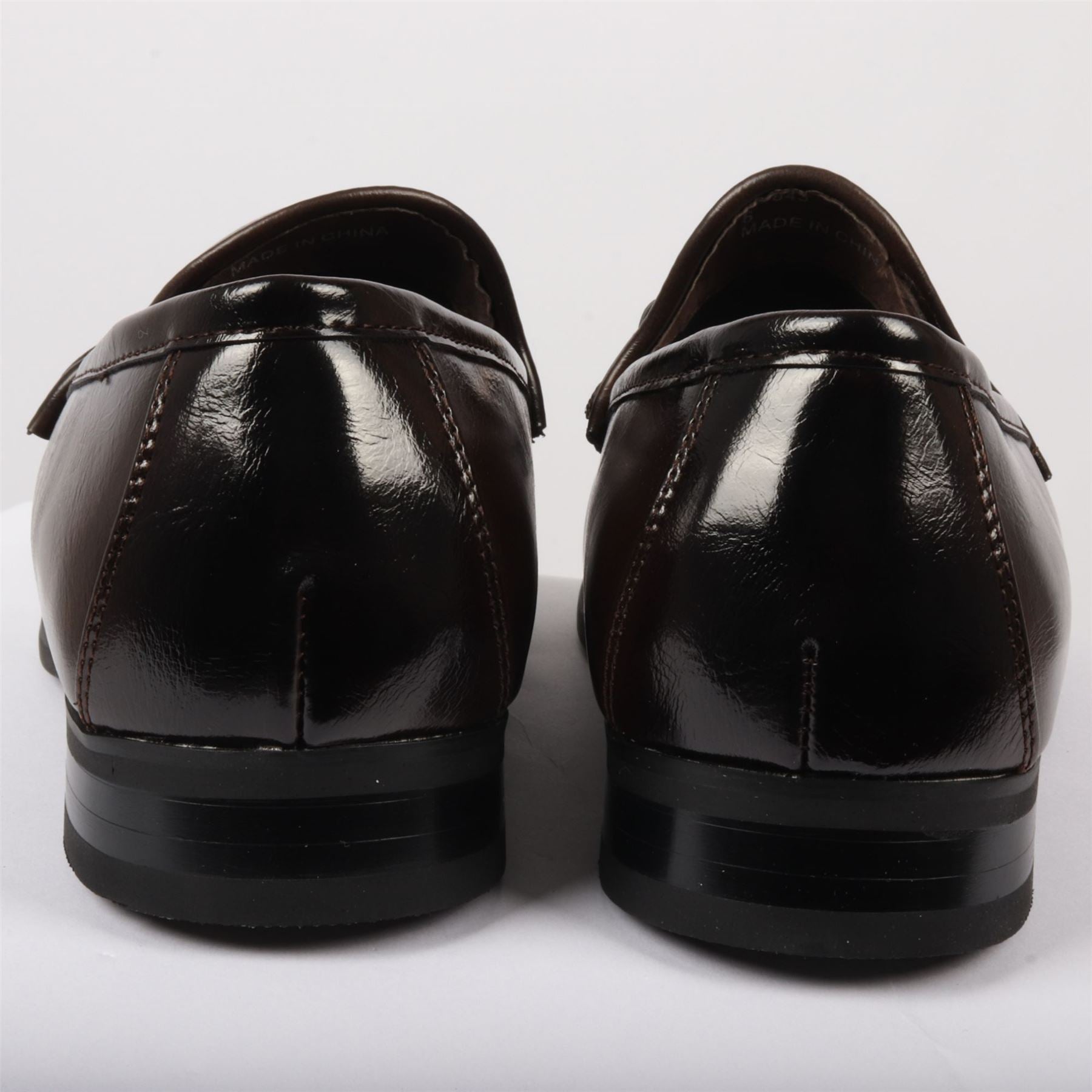 Men's Leather Lined Slip On Gold Buckle Loafers