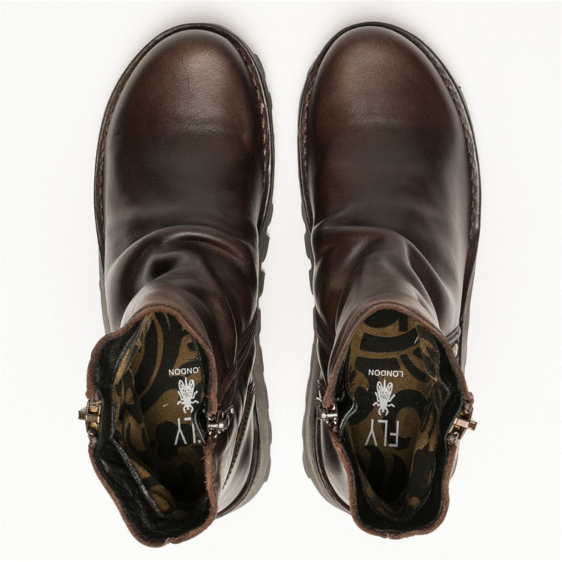 MON944FLY - Women's Wedge Heel Leather Ankle Boots