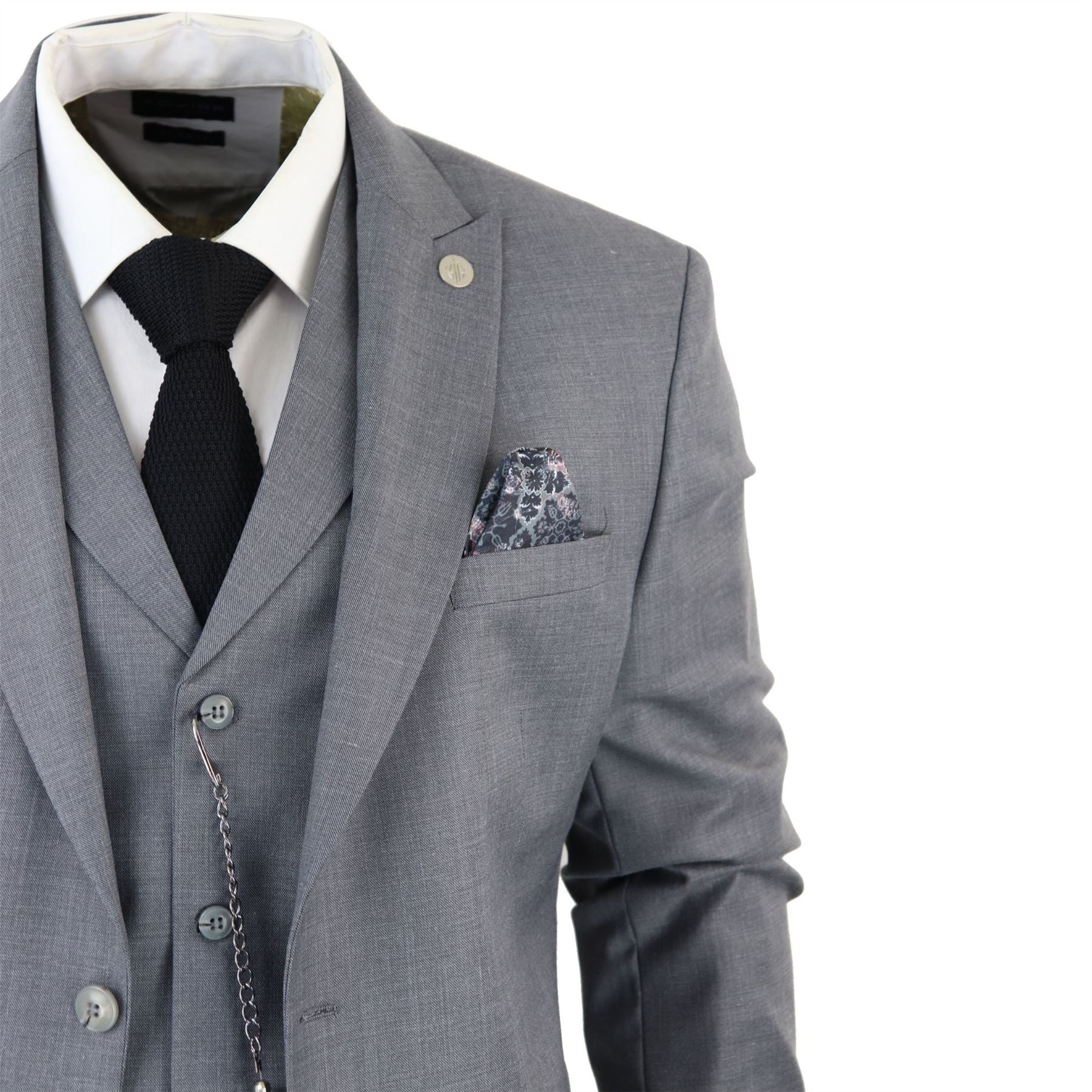 TruClothing James Men 3 Piece Grey Suit
