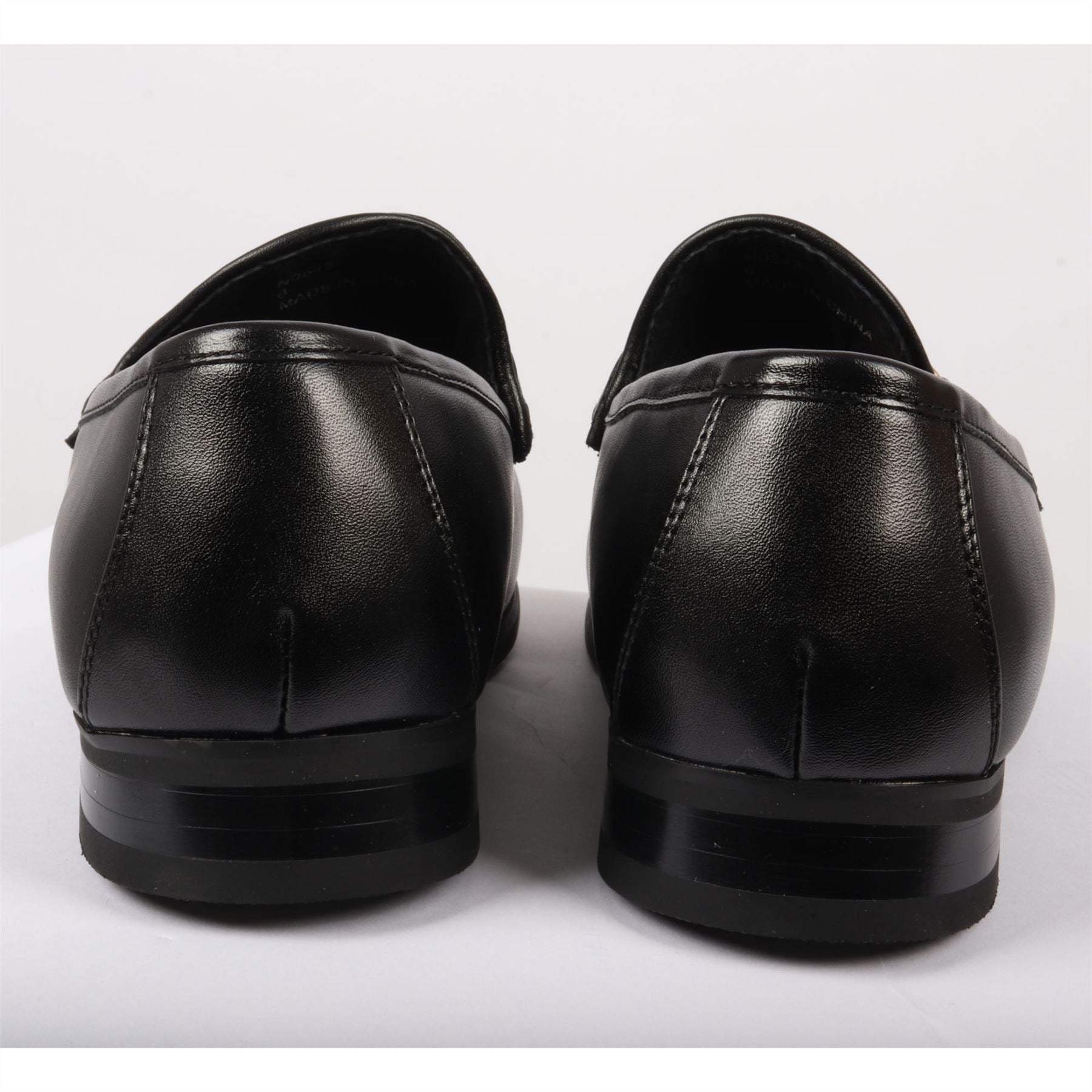 Men's Leather Lined Slip On Gold Buckle Loafers