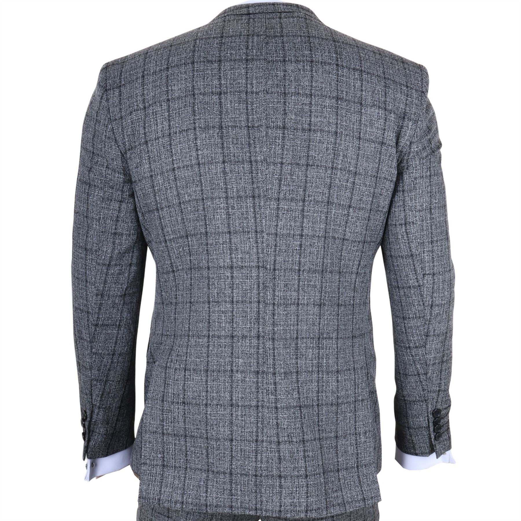 IM11 - Men's Charcoal 3 Piece Tailored Fit Check Suit