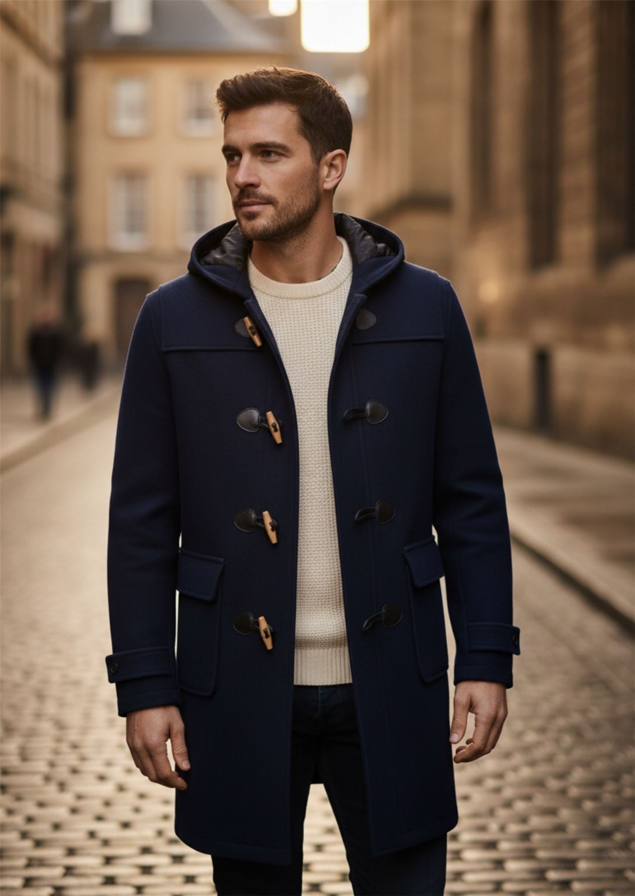 Men's Classic Toggle Fastener Hooded Duffle Coat