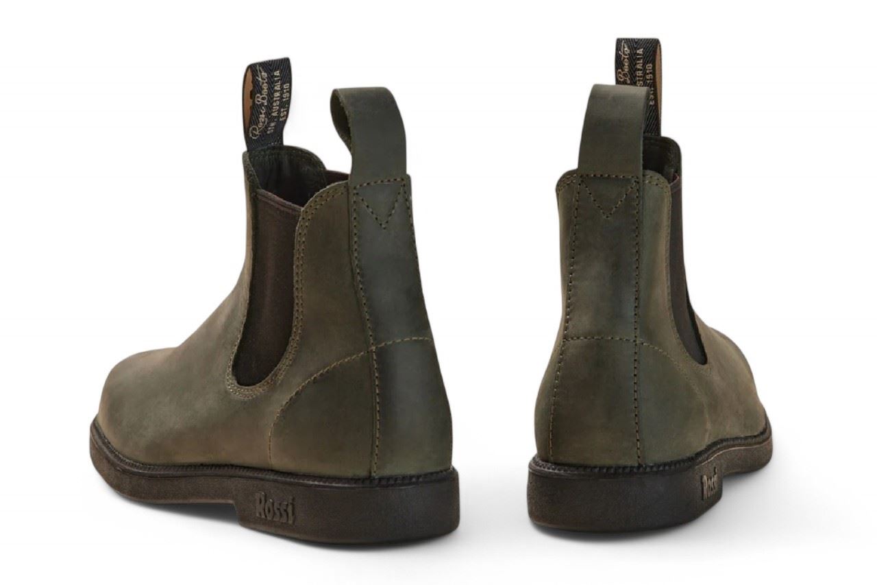 Booma 607 - Olive Green Leather Chelsea Boots