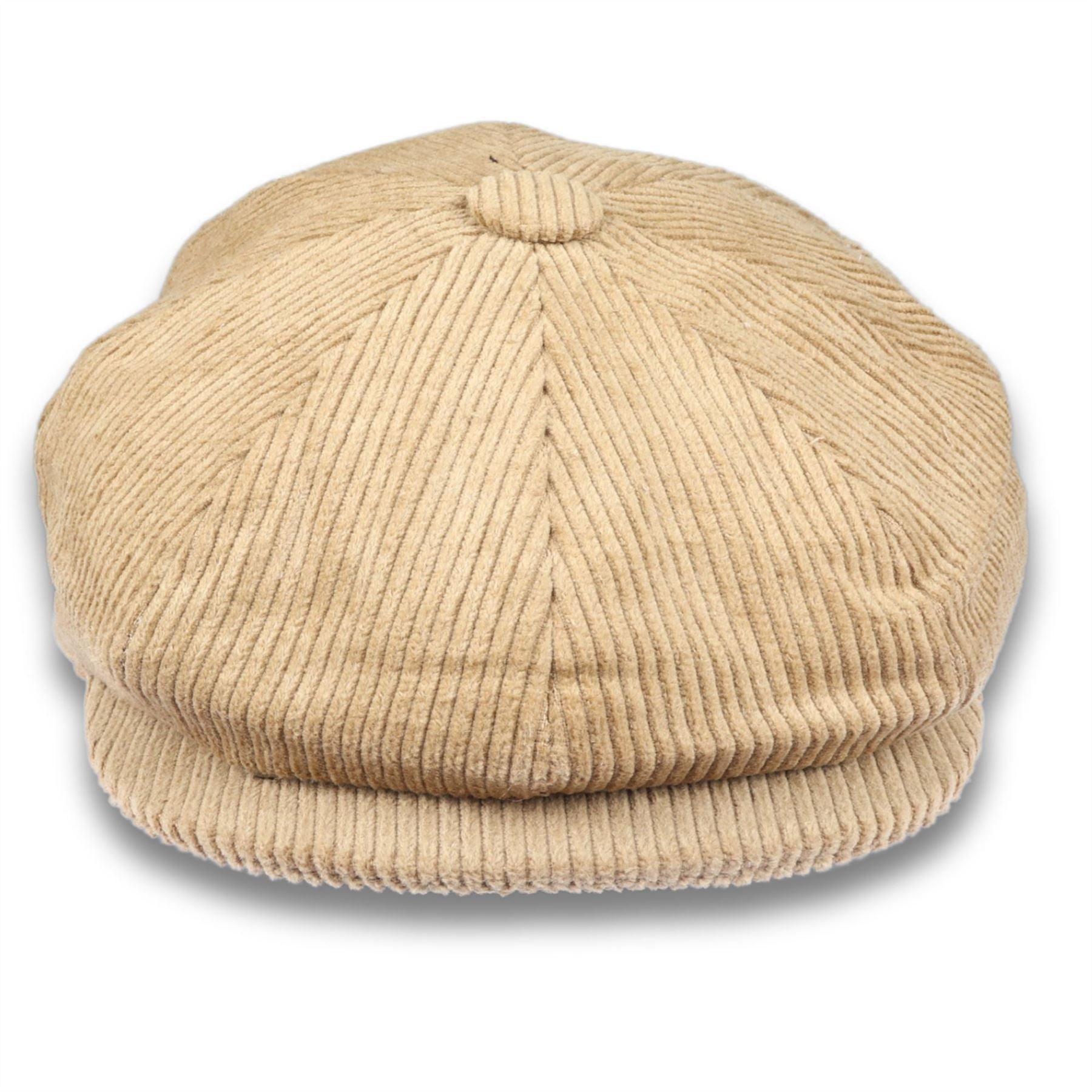 Men's Flat Cap 100% Cotton Corduroy Newsboy Baker Boy Peaked 8 Panel Hat - Knighthood Store