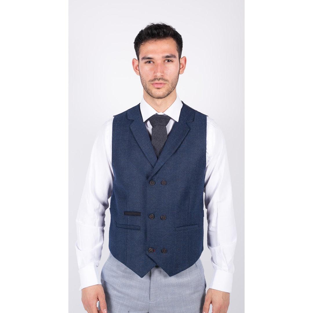 Mens Herringbone Tweed Gatsby Blinders Classic Double Breasted Waistcoat - Knighthood Store